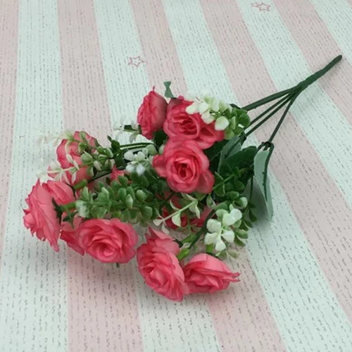 1 букет 5 веток 15 головок Искусственные розы романтический свадебный домашний Декор Искусственный Шелковый Искусственный цветок и сушеные цветы