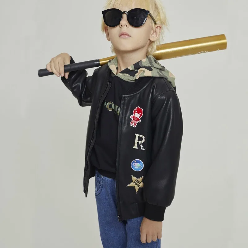 

Boys' Jacket 2019 Autumn/Winter New Children Jacket Foreign Gas Baseball Wear Top leather jacket baby boy coat baby clothes