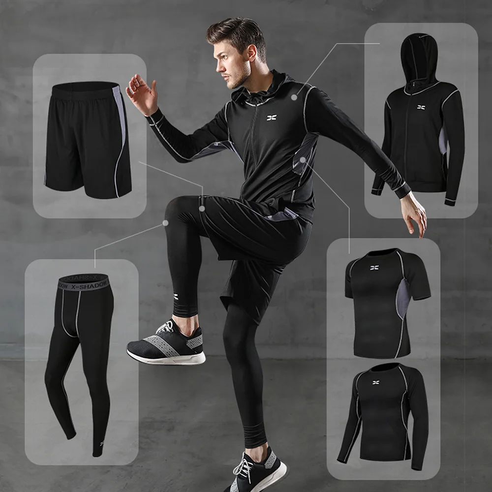 Running Fitness Yoga Gym Sports Clothes Men Compression Base Layer Workout 