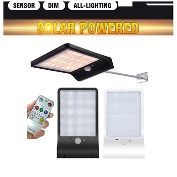 

Solar operated wall lamp radar sensor 48 LED outdoor waterproof solar lights energy saving garden pathway yard ground lawn remot