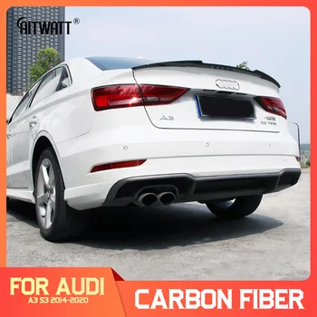 

For Audi A3 S3 Sedan 2014-2020 Carbon Fiber Spoiler Car Tail Trunk Wing Boot Lip Molding Black White Color Rear Spoiler Car Part