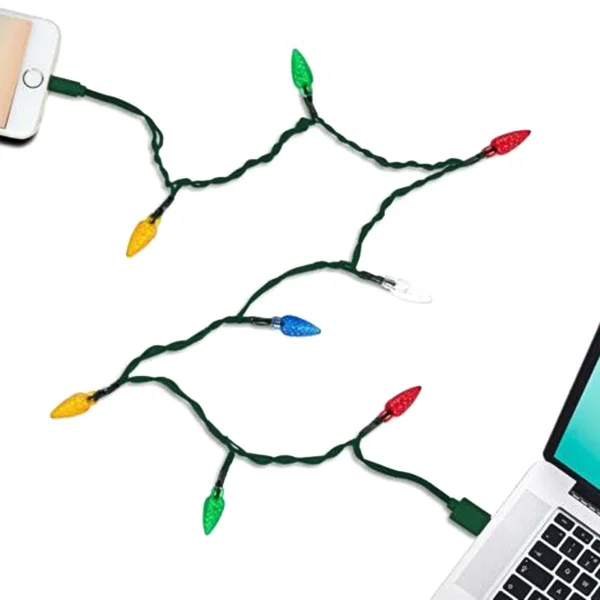 Рождественский светодиодный кабель для смартфона USB зарядный (со светодиодным