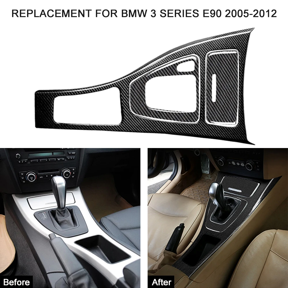 

3Pcs Car Central Control Panel Stickers Carbon Fiber Trim Replacement for BMW 3 Series E90 2005-2012 Auto Accessories