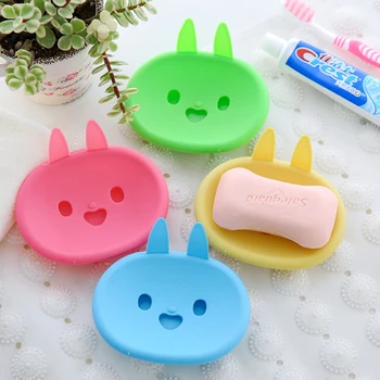

Cute Smiling Rabbit Shaped Soap Dishes Bathroom Shower Storage Dish Soap Box Soap Holder Case Container