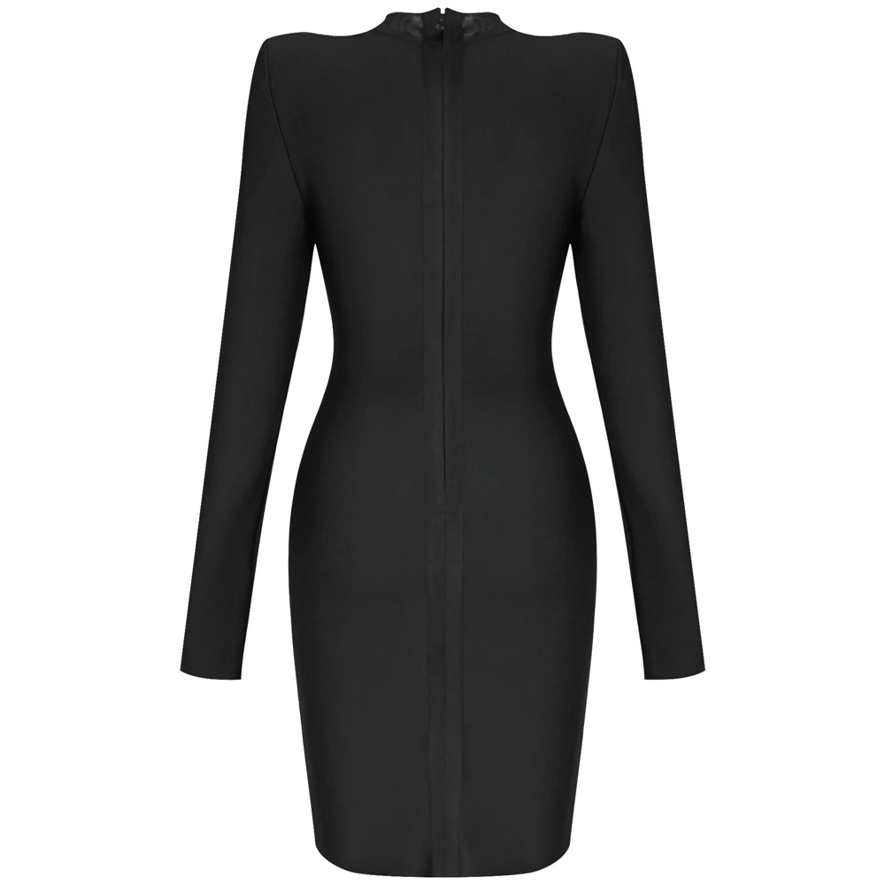 Женское сексуальное черное Бандажное платье с оленем, Новое поступление, вечерние бандажные платья с длинным рукавом, Сетчатое лоскутное женское облегающее платье знаменитостей
