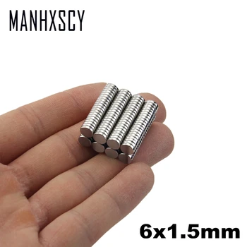 

100pcs Neodymium N35 Dia 6mm X 1.5mm Strong Magnets Tiny Disc NdFeB Rare Earth For Crafts Models Fridge Sticking magnet 6x1.5mm