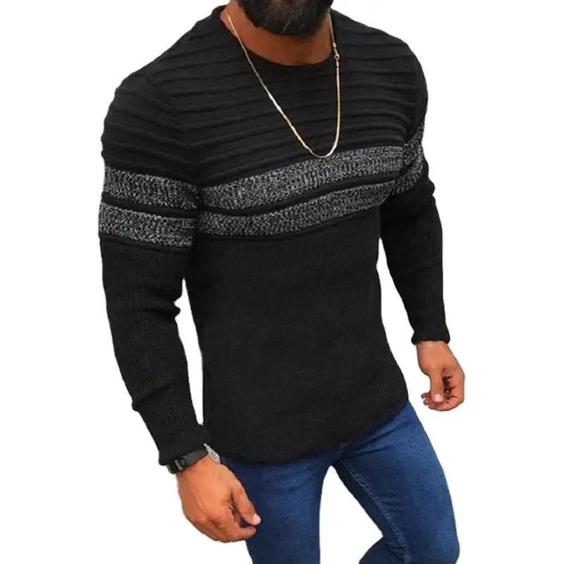 

2020 New Men's Sexy Knitted Pullovers Slim Fit O-Neck Sweater Male High Street Pleated Sweaters Pullover Solid Color Long Sleeve