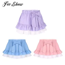 Мужская или женская плиссированная короткая необычная юбка с эластичной высокой талией и бантом, короткая юбка с оборками и оборками, мини-юбка трапециевидной формы