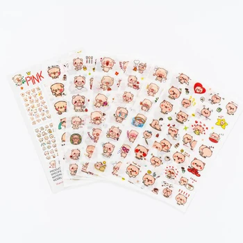 

6 Pcs/pack Animal Pink Pig Emoticons Series Decorative Stickers Daily Scrapbooking Label Sticker Stationery