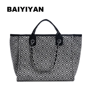 

2020 New Women's Bag Fashion Canvas Large Handbag Chains Shoulder Bags Ladies Big Messenger Bag Shopping Bag