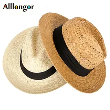 Летняя соломенная шляпа от солнца с широкими полями для женщин и мужчин, Пляжная Шляпа Fedora floppy sombrero mujer paille femme chapeu feminino sunhat