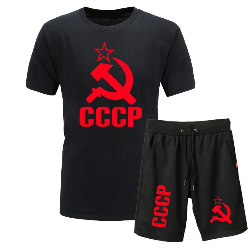Бренд 2 шт мужские футболки+ шорты летние хлопковые футболки с коротким рукавом и принтом повседневные футболки мужские футболки Homme M-XXL - Цвет: 9