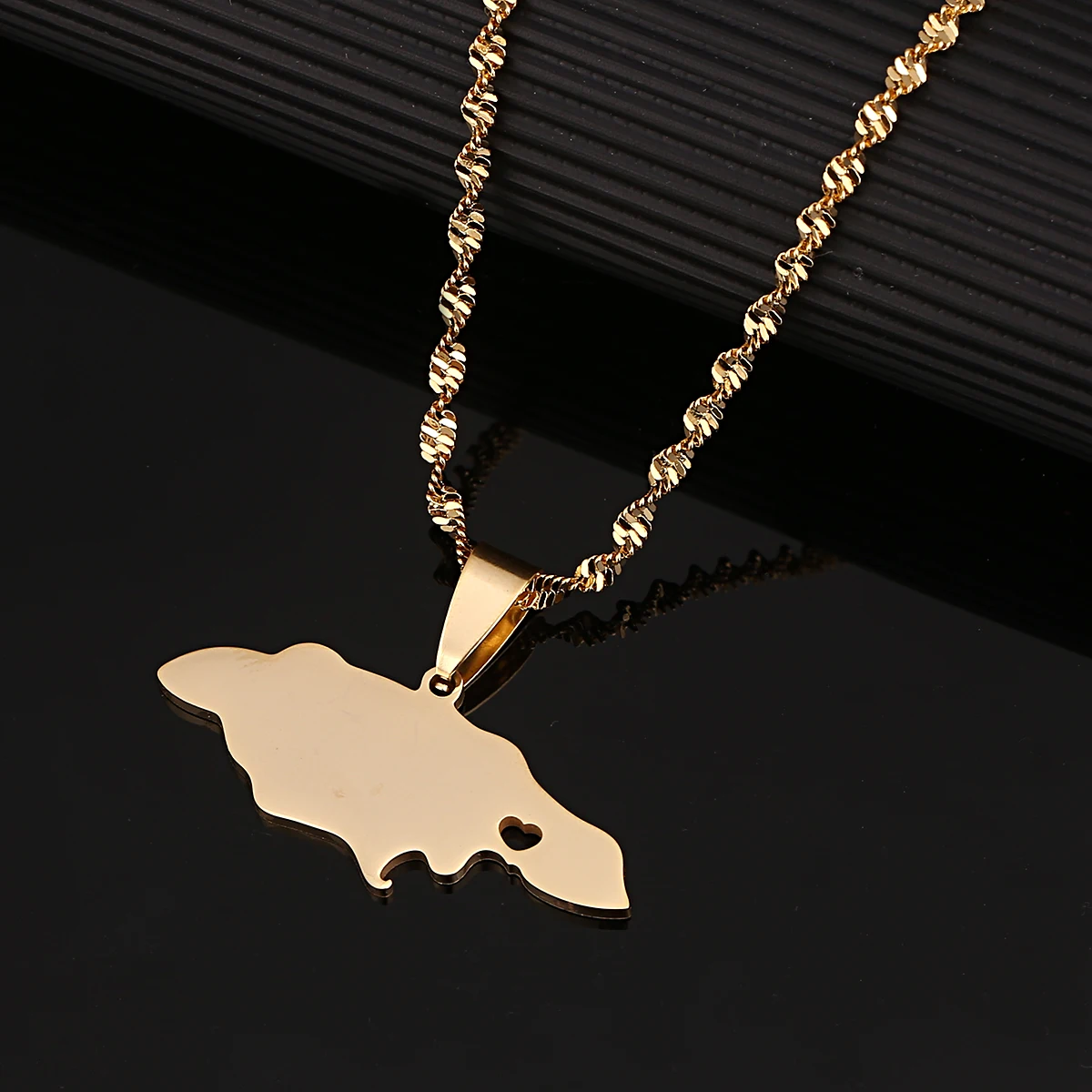 Модное ожерелье из нержавеющей стали с подвеской в виде карты Ямайки