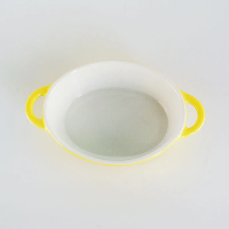 Oval Baking Casserole Ceramic Bowl Household Risotto Bowl Adult Solid Color Salad Bowl Tableware