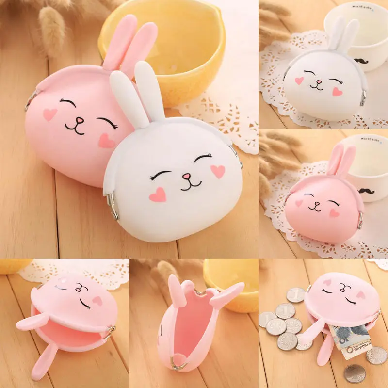 Девушки Дети Для женщин, принт с героями мультфильмов Kawaii, с силиконовым ремешком, небольшой кошелек для монет кошелек подарок