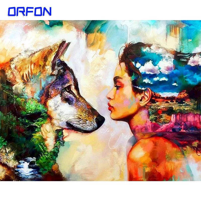 Волк животные DIY краски по номерам наборы акриловая холщовая краска ing drewing