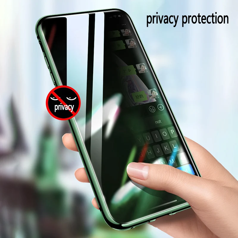 Магнитный 360 Защитный чехол для iPhone XS MAX XR с антишпионским стеклом 11 Pro 6S 7 8 |