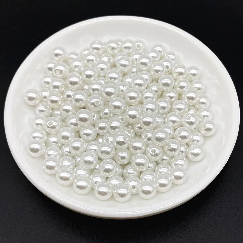 Acrylic Beads 4 6 8 10mm Imitation Pearl Acrylic Beads Loose Spacer Round Bead Necklace bracelet pendant earrings Jewelry Making DIY Accessory