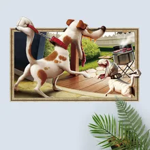 Напрямую от производителя продажи 6243 наклейки на стену 3D милый мультфильм собака декоративные водонепроницаемые наклейки ПВХ Съемная клейкая бумага