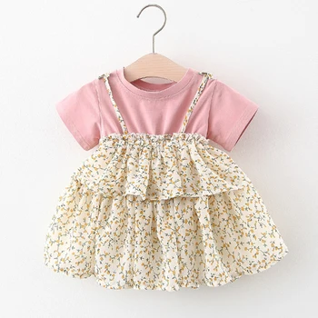 

Summer Toddler Girls Sleeveless Cotton Ruffles Princess Dress Fall Baby Girl Clothes Mesh Printed Cake Fashion Dress
