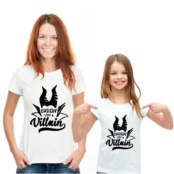 

Funny Pretty Mama Daughter Clothes Vintage Tshirt Maleficent Cool Retro Baby Girl Clothes Kawaii Fashion Harajuku Family Look