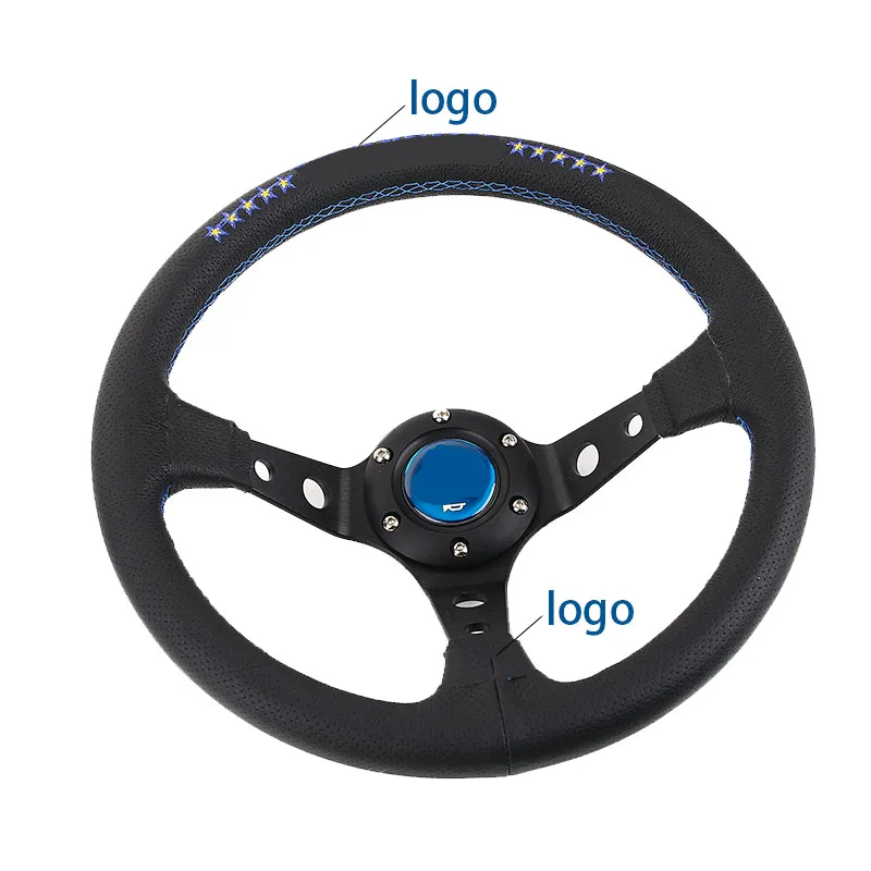 VER 10 Stars 13inch Genuine Leather Embroidery Drift Sport Steering Wheels Car Steering Wheel