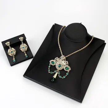 

Sunspicems 2020 Morocco Wedding Jewelry Sets Gold Color Drop Earring Long Pendant Necklace Arab Fashion Bijoux Bridal Gift