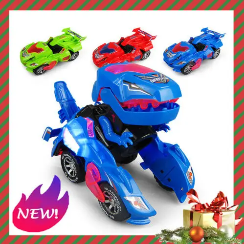 

3D Transforming Dinosaur Toy LED Car With Light Sound for Kids Christmas Toy Gift