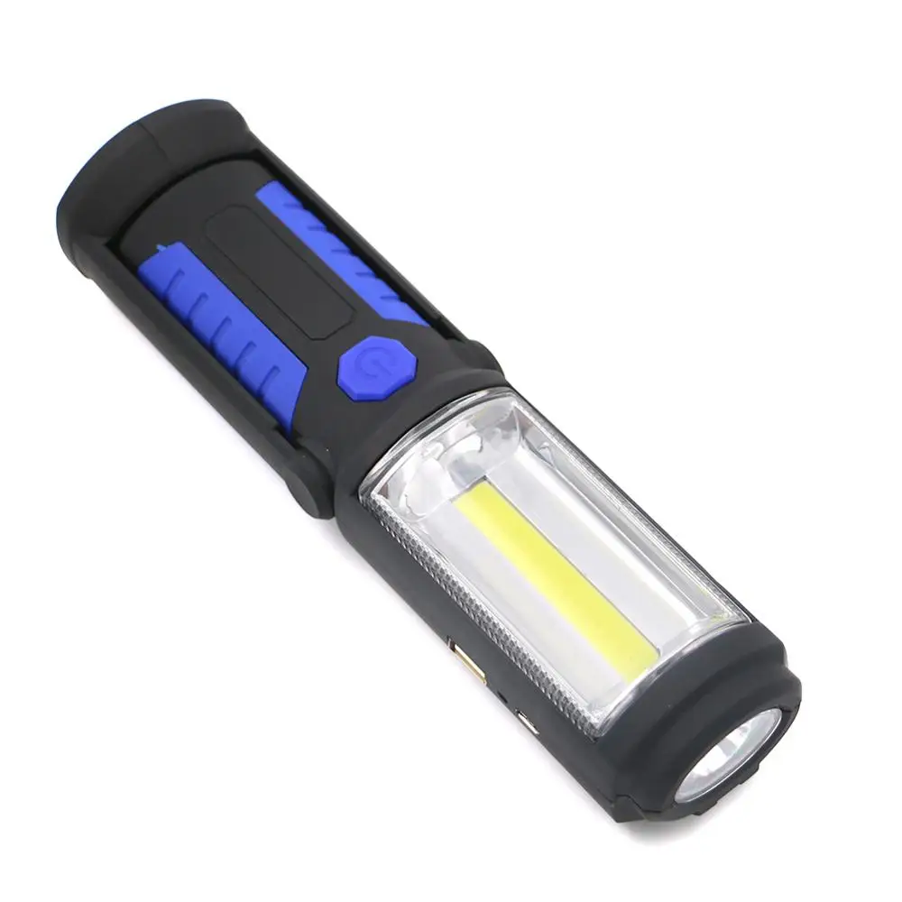 Blue USB Перезаряжаемый COB светодиодный светильник-вспышка COB светильник+ 1 Светодиодный Фонарь ручной работы фонарь Магнитный Водонепроницаемый аварийный светодиодный светильник - Испускаемый цвет: Blue
