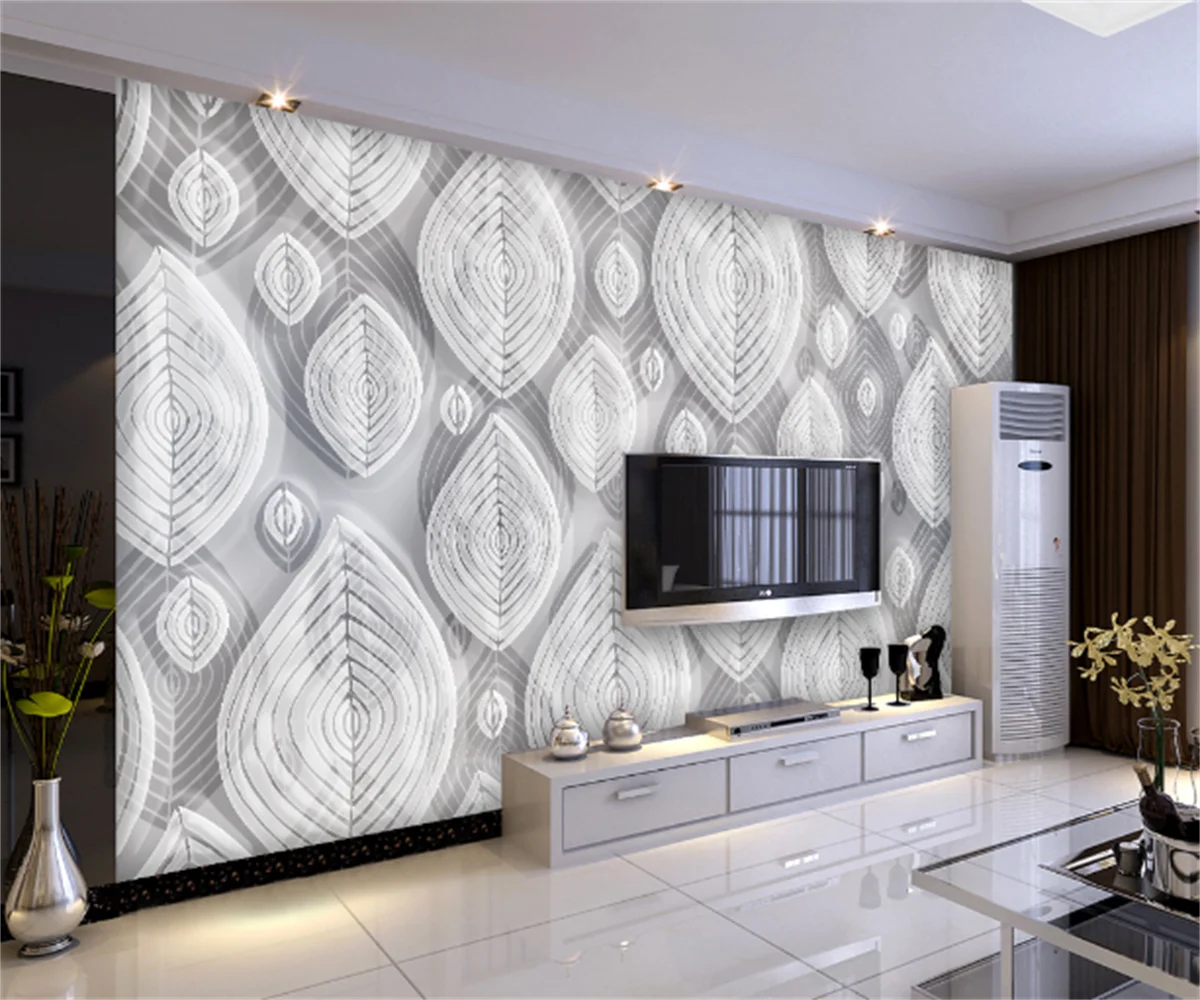 European and American line leaf TV background wallpaper Southeast Asia solid color living room custom mural photo wallpaper