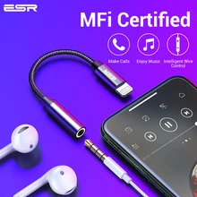 ESR Adapter MFI Lighting 3 5MM Headphone Jack Aux Plug Audio Play For iPhone X 7 8 Plus XR XS 11 pro Max Earphone Adaptador
