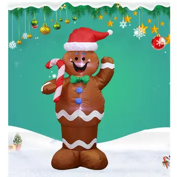 

Inflatable Santa Claus Gingerbread Snow Man Christmas Decoration Hold A Candy Stick Mall Christmas Decorations For Home