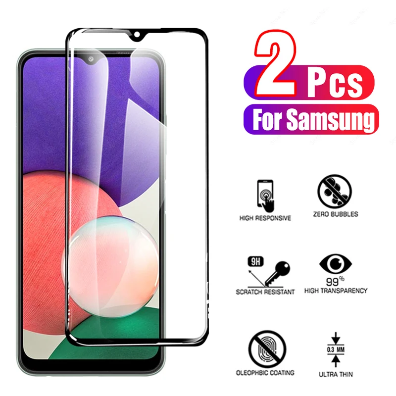 2 шт. закаленное защитное стекло с полным покрытием для Samsug Galaxy A22 A21 A21s A20 A20s A20e A