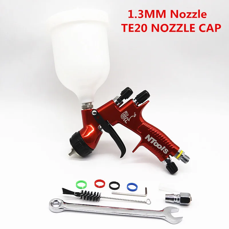 

2021GTI With Adapter Tank 1.3/1.8mm Nozzle Air Spray Gun With Quick-Connect Wash-Free Tank Paint Mixing Cup Paint Sprayer