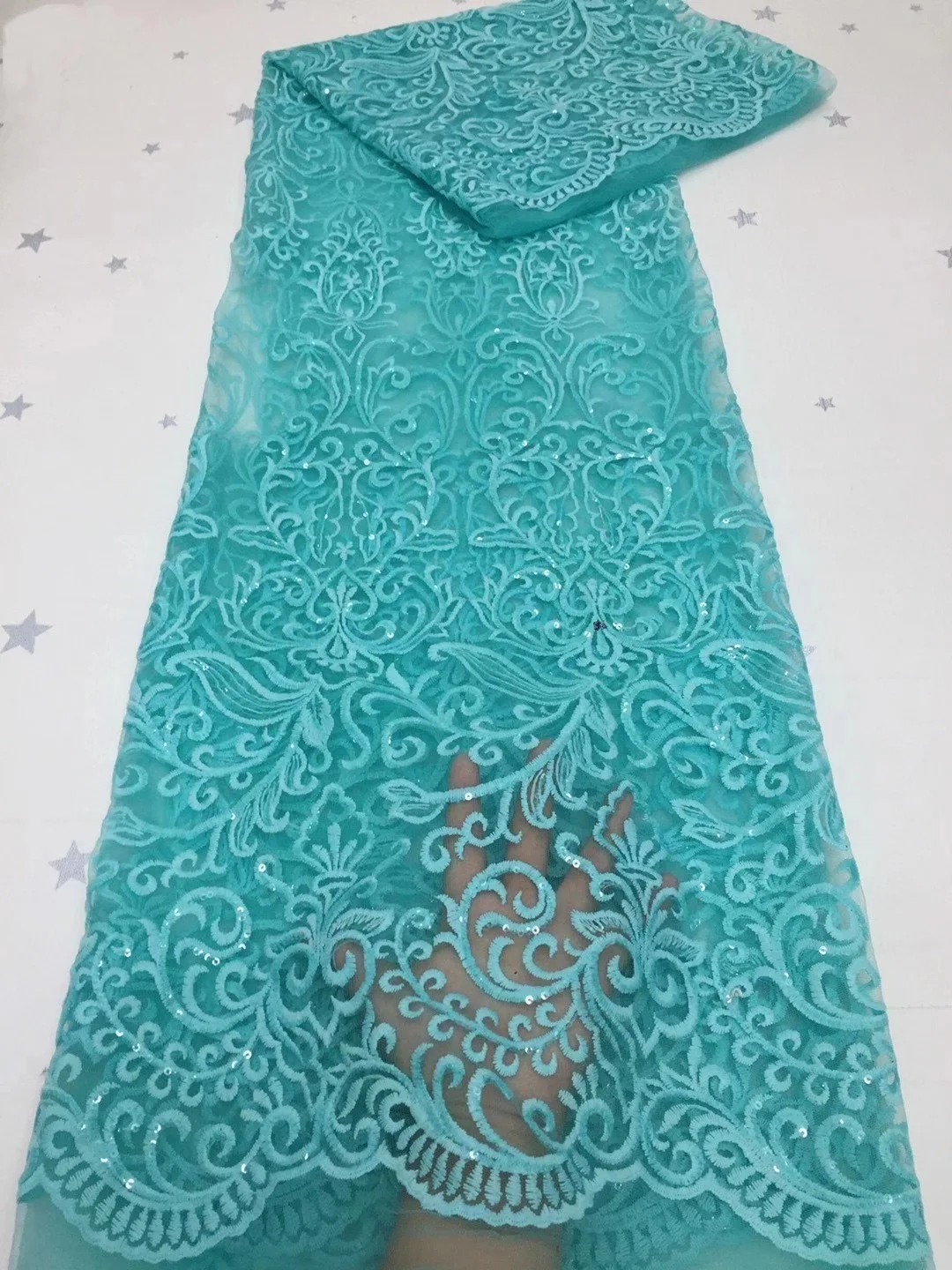 

African Guipure Lace Lace Fabric Embroidered Nigeria Fabric Bride 2020 High Quality French Cord Sequined Lace Fabric D43801