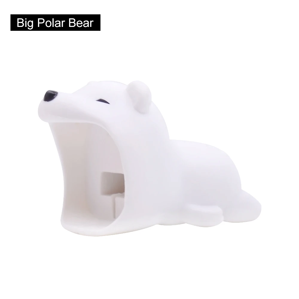 Big Polar Bear CHIPAL милые укусы животных кабель протектор для iPhone USB органайзер для кабеля данных зарядное устройство провода моталки Chompers большой укусов держатель телефона - Цвет: Big Polar Bear