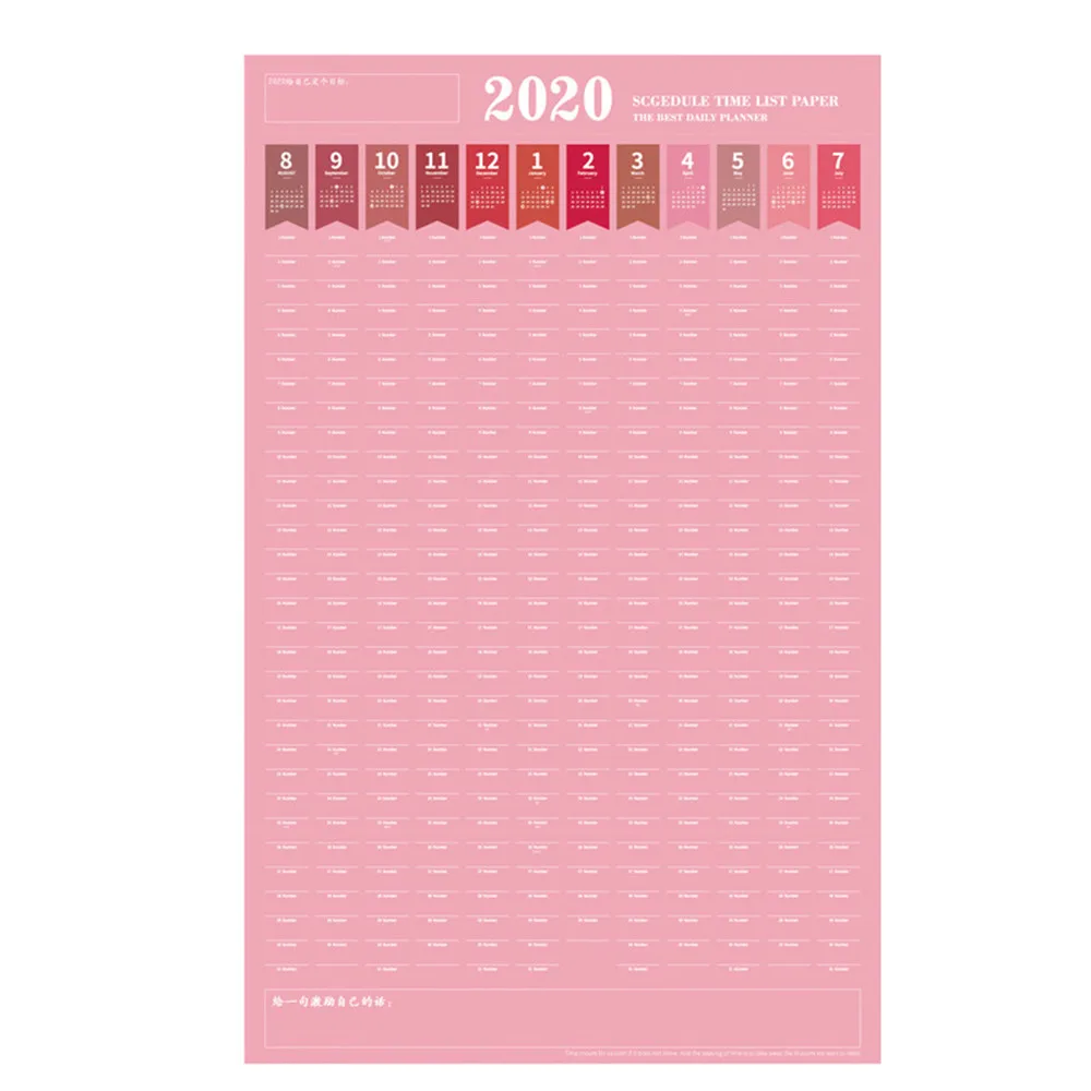 Настенный календарь на год с наклейкой в виде точек на 365 дней, График обучения, ежедневник на год, органайзер, материал escolar - Цвет: pink