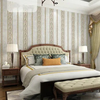 

High quality 3D European style striped wall paper vertical non-woven American bedroom living room background wallpaper luxury