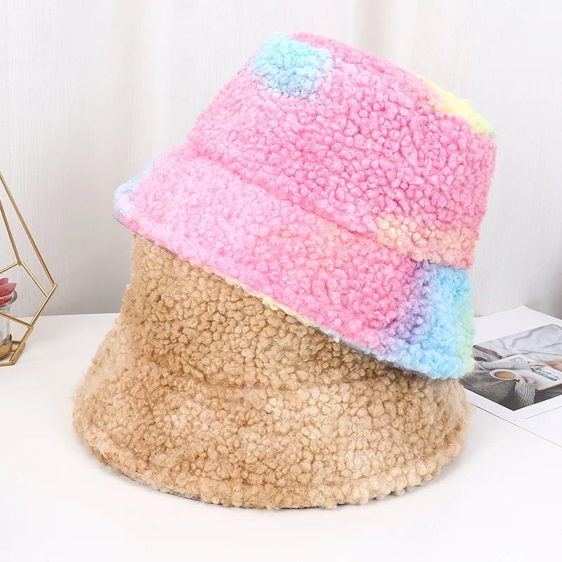 

Autumn and Winter Fisherman's Hat Female Lambskin Warm Thick Cold Basin Hat Tie Hat Bonnets for Women Designer Bonnets Beanie