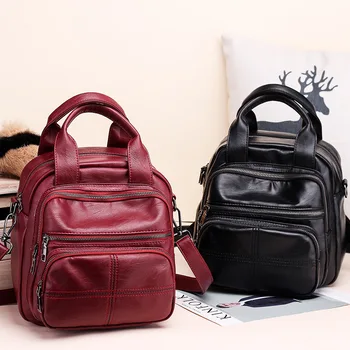 

2019 New Multi-purpose Dual-use Pu Backpack Women Bag Backpack Purse Solid Backpack