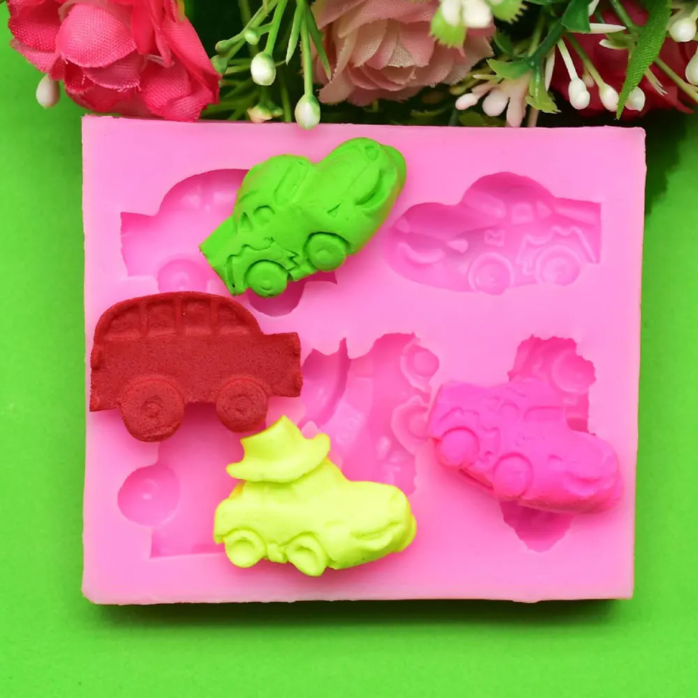 5 автомобилей форма для выпечки инструмент шоколада DIY Розовый 7 1*6 2*1 3 см