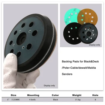 

5 Inch Dia 8 Hole Sander Hook and Loop Replacement Sanding Pad