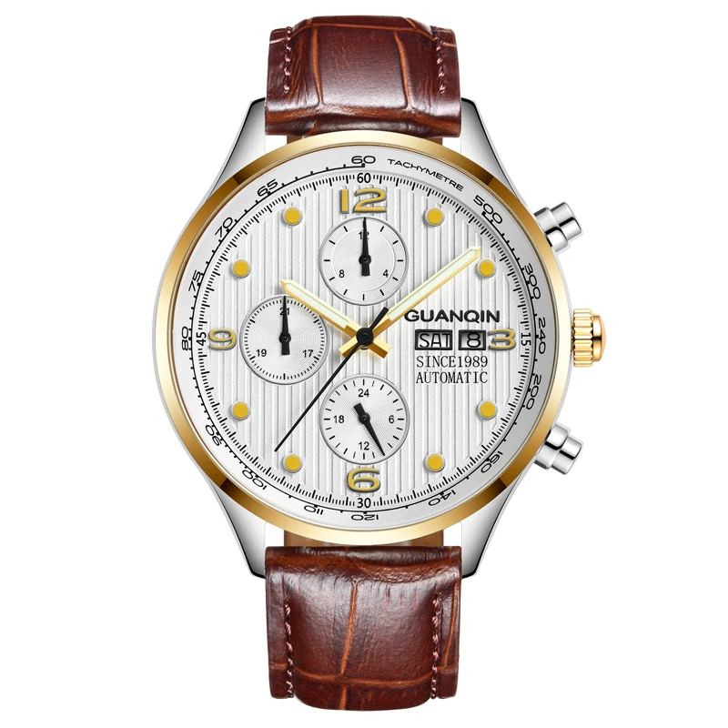 GUANQIN GJ16100 часы для мужчин люксовый бренд Relogio Masculino Механические НОВЫЕ автоматические недели даты водонепроницаемые кожаные erkek kol saati