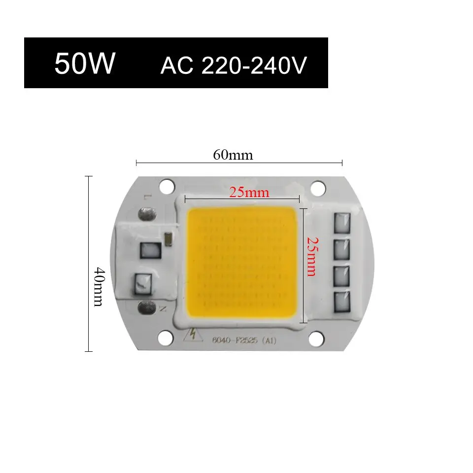 50W AC220 to 240V Интегрированный умный IC драйвер светодиодный COB чипы с высоким световым потоком IP65 20 Вт 30 Вт 50 Вт AC110V 220-240 В для DIY светодиодный прожектор - Испускаемый цвет: 50W AC220 to 240V