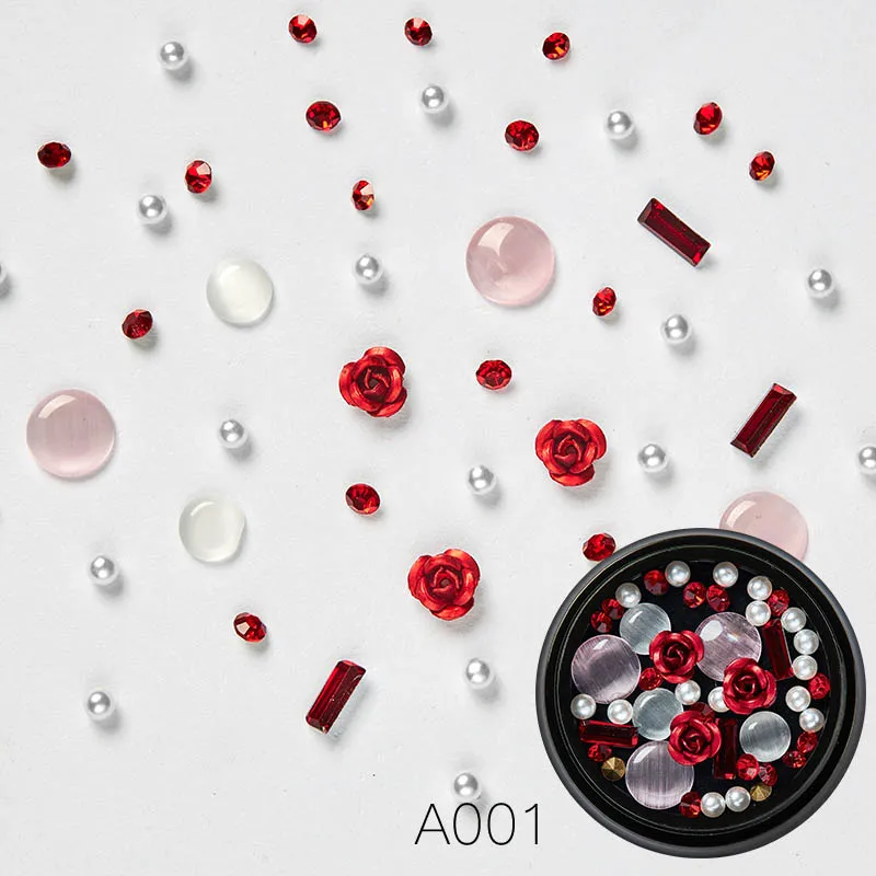3D Стразы, камни, набор, сделай сам, драгоценные камни, очаровательный смешанный дизайн ногтей, украшение, роза, ювелирное изделие, гель, блеск, украшение для ногтей - Цвет: AQ02007