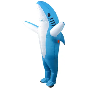 

Christmas Halloween Inflatable Shark Cosplay Costumes Adult Blue Grey Shark Mascot Costume Purim Fancy Dress Suits Animal Large