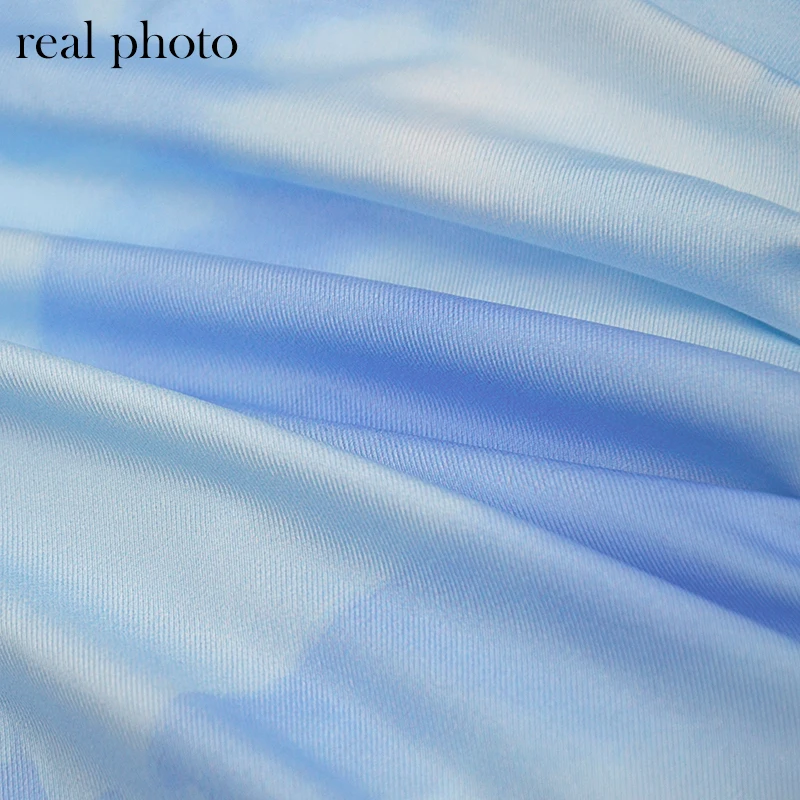 Simenual Tie Dye Drawstring Side Slit Women Maxi Dresses Strap Sleeveless Party Club Fashion Slim Backelss Bodycon Halter Dress
