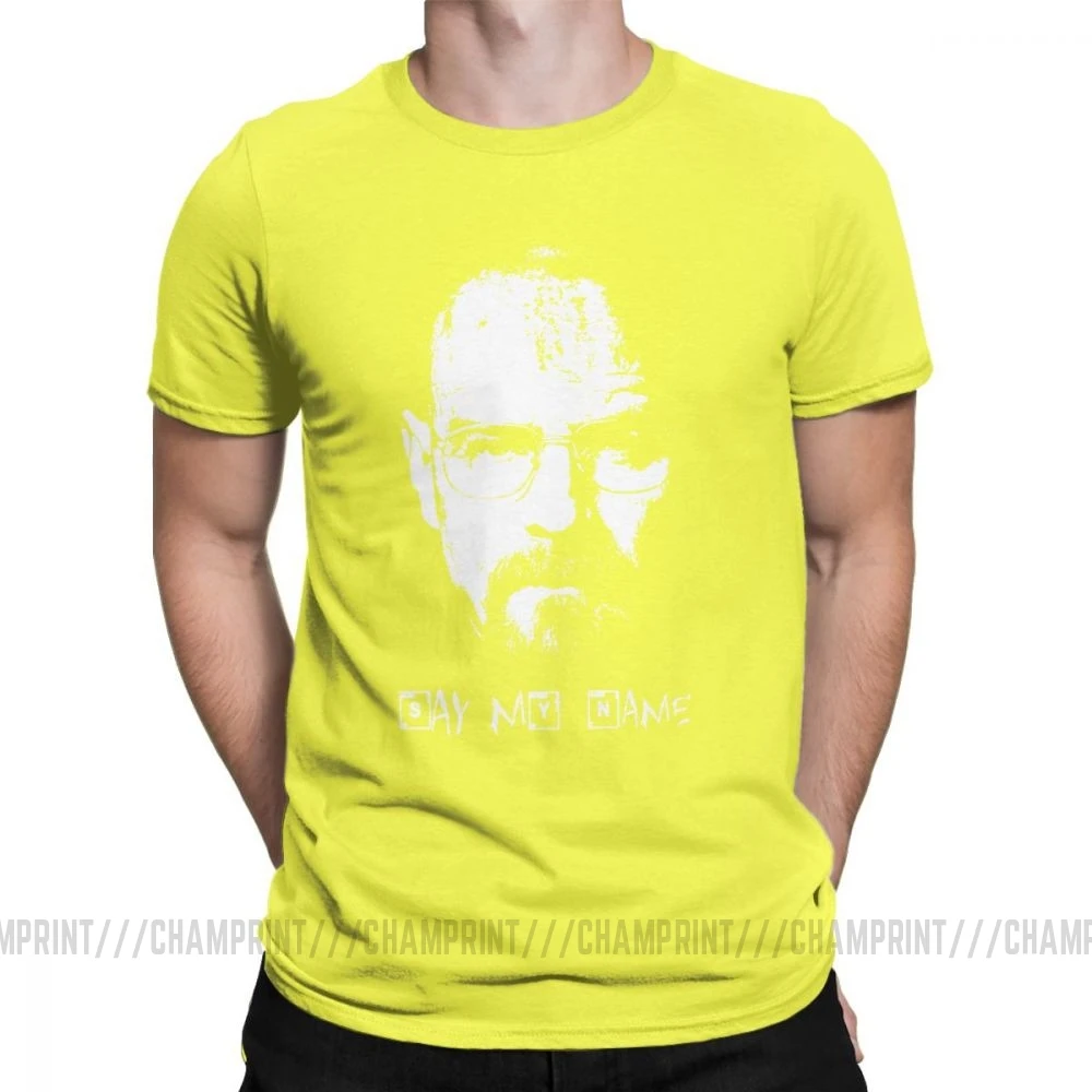 Цвет: желтый Say My Name Breaking Bad Walter белая футболка для мужчин хлопковая крутая футболка футболки с круглым вырезом одежда с коротким рукавом 4XL 5XL - Цвет: Цвет: желтый