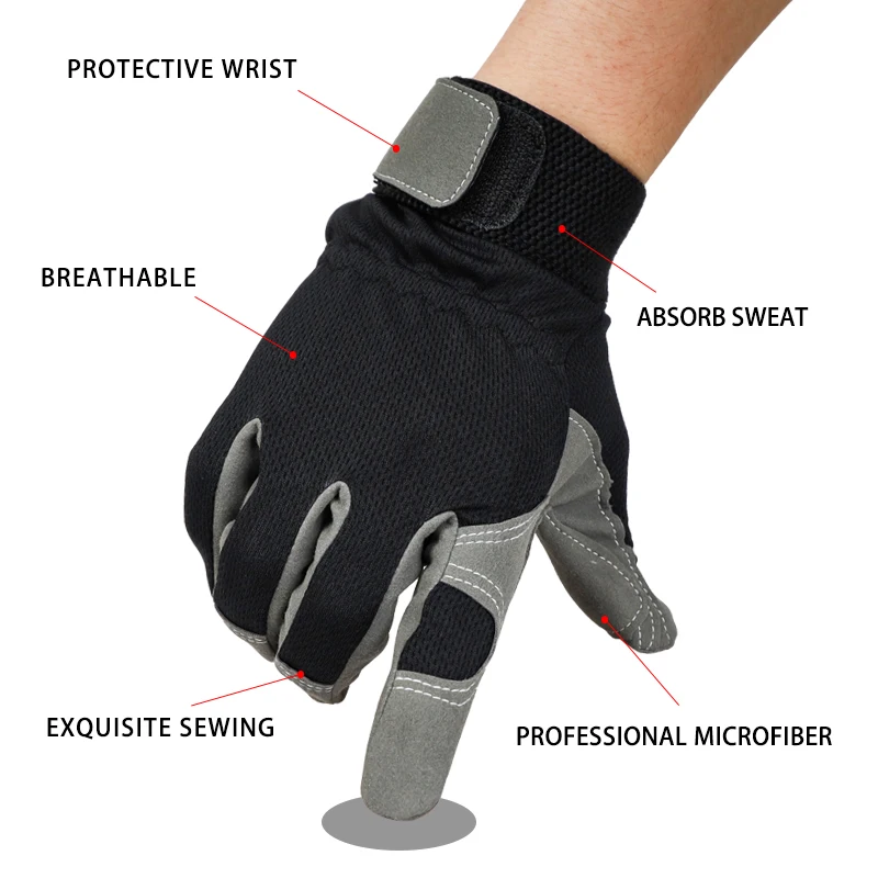  Microfiber Gloves Driver Working Gloves Stretchable Wrist Tough Cow Leather Work Glove For Driver Driving Truck 3-Pair 6490