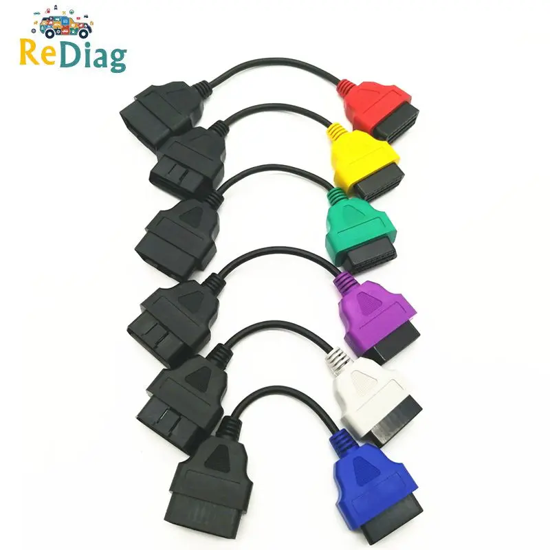 

Newest 6Pcs/Lot OBD2 Connector Diagnostic Adapter Cable for FIAT ECU Scan & Multiecuscan Adaptor for Fiat 6 colors Cables